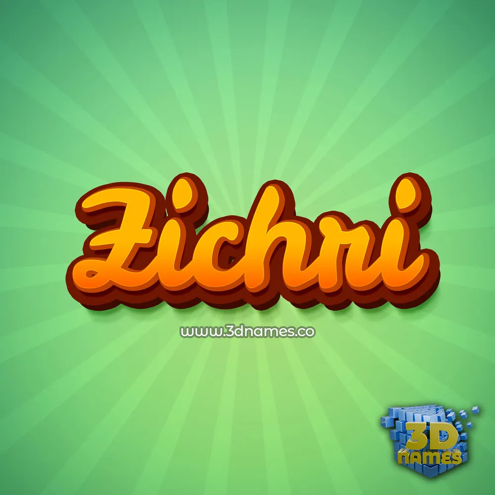 zichri in Green Rays style - 3D name wallpaper