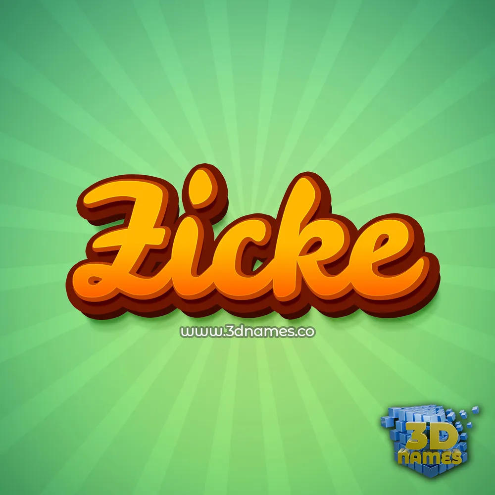 zicke in Green Rays style - 3D name wallpaper