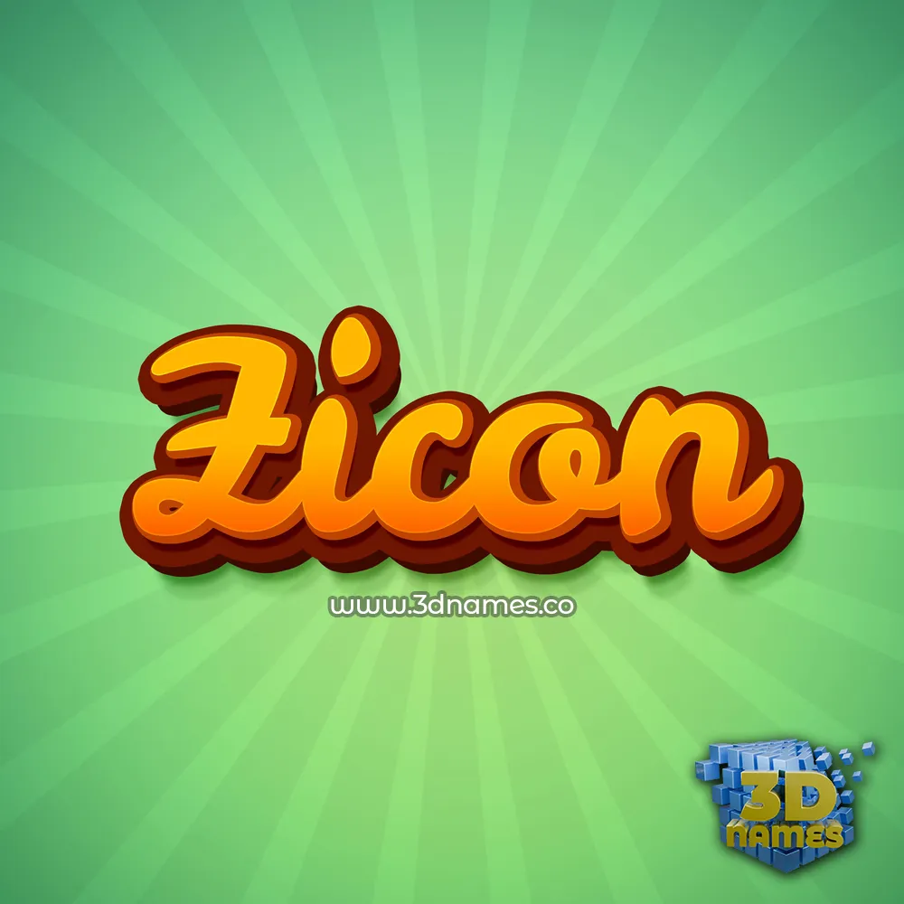 zicon in Green Rays style - 3D name wallpaper