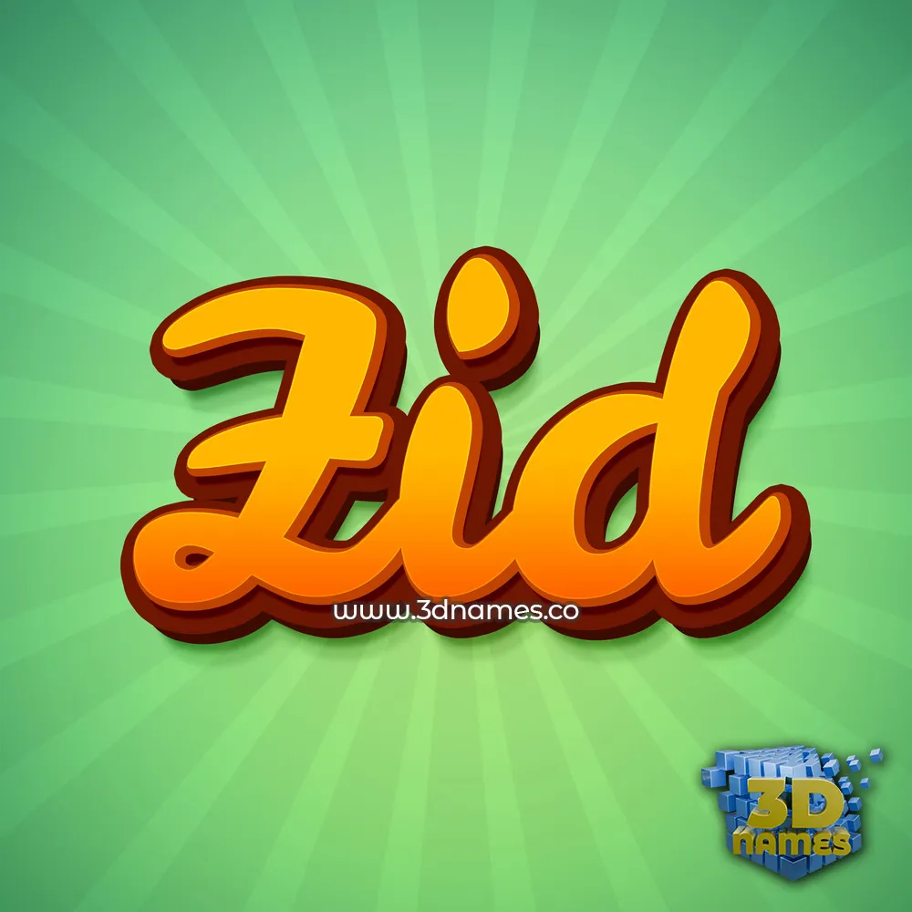 zid in Green Rays style - 3D name wallpaper