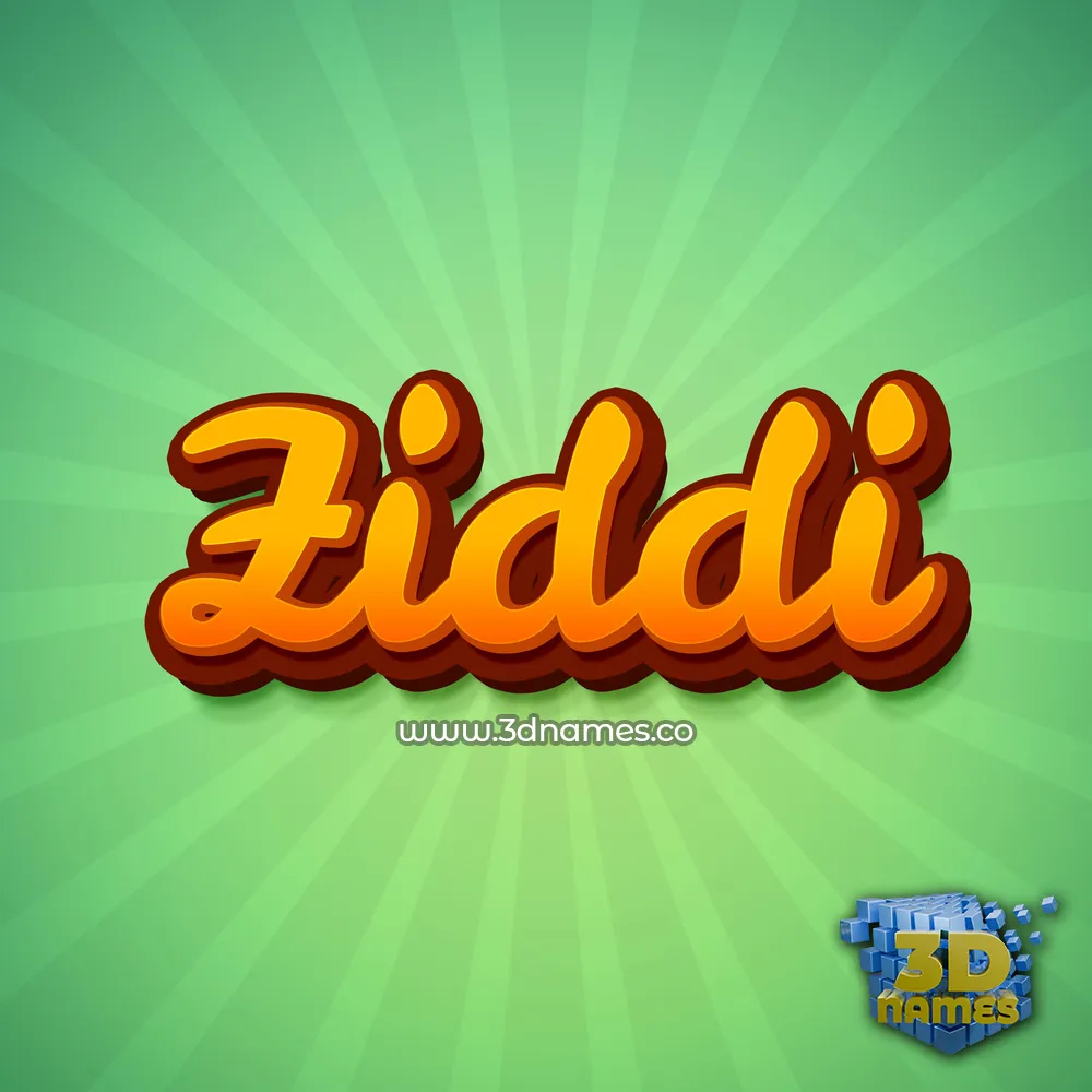 ziddi in Green Rays style - 3D name wallpaper