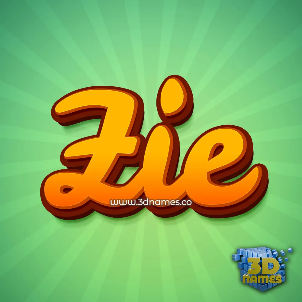 zie in Green Rays style - 3D name wallpaper