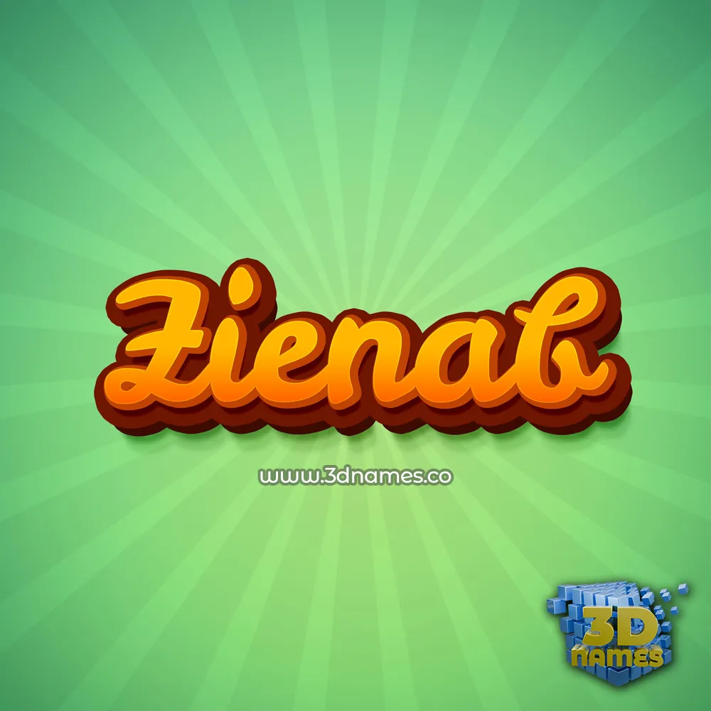 zienab in Green Rays style - 3D name wallpaper