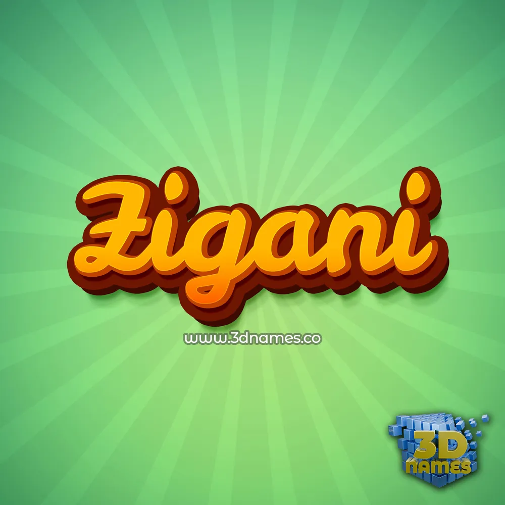 zigani in Green Rays style - 3D name wallpaper