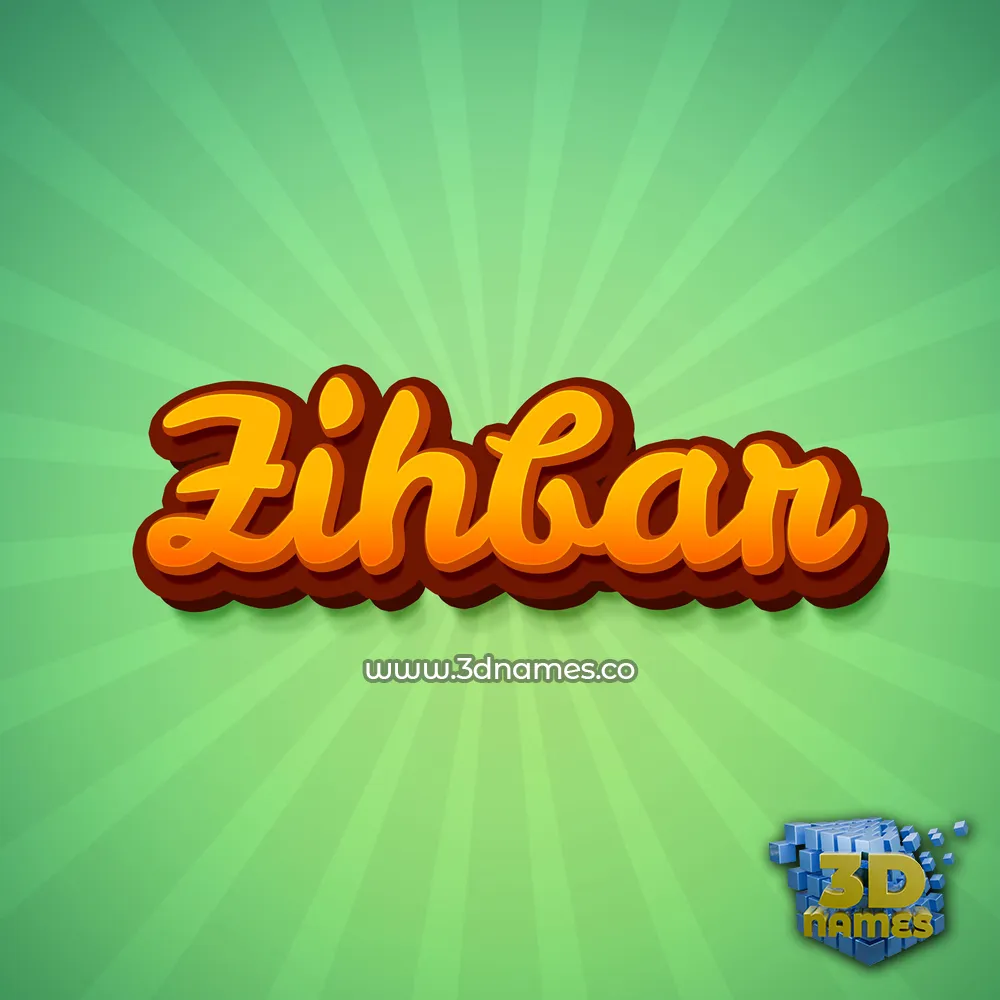 zihbar in Green Rays style - 3D name wallpaper