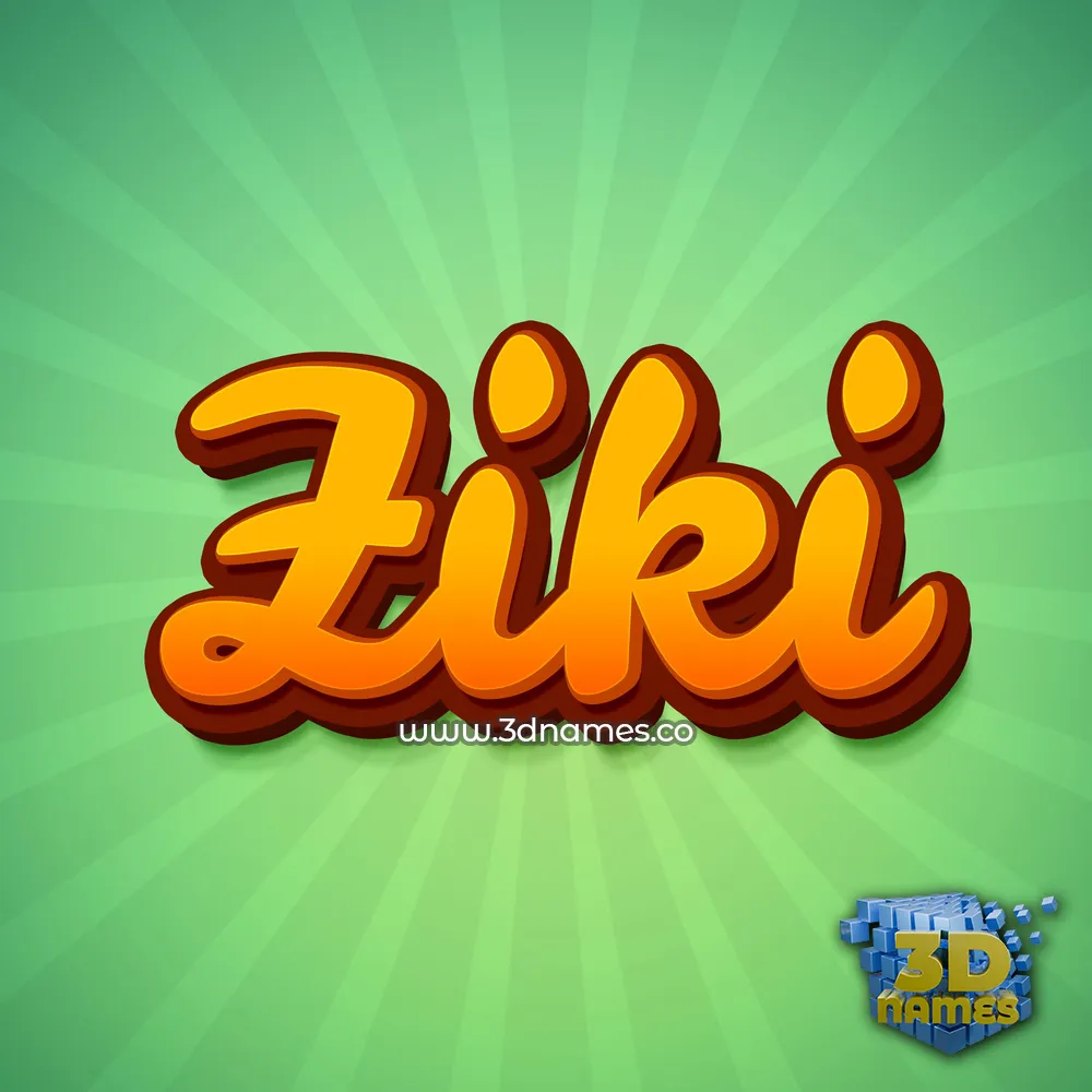 ziki in Green Rays style - 3D name wallpaper