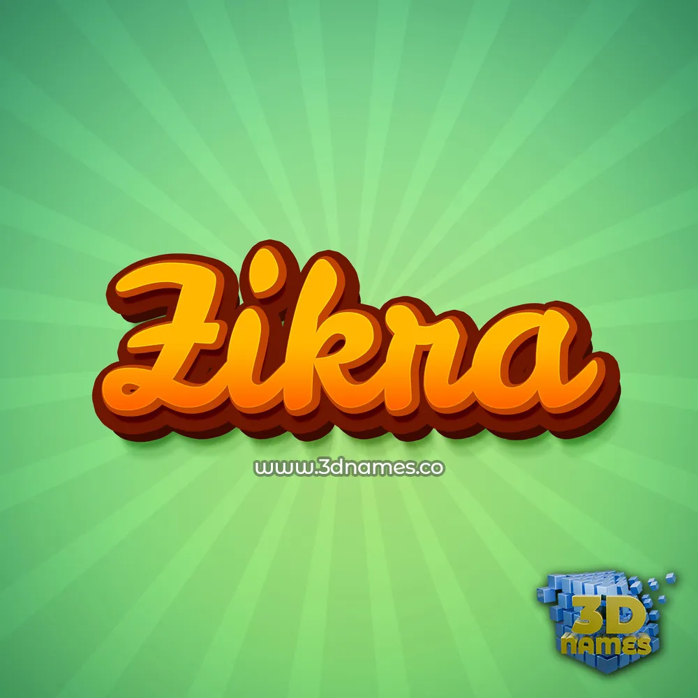 zikra in Green Rays style - 3D name wallpaper