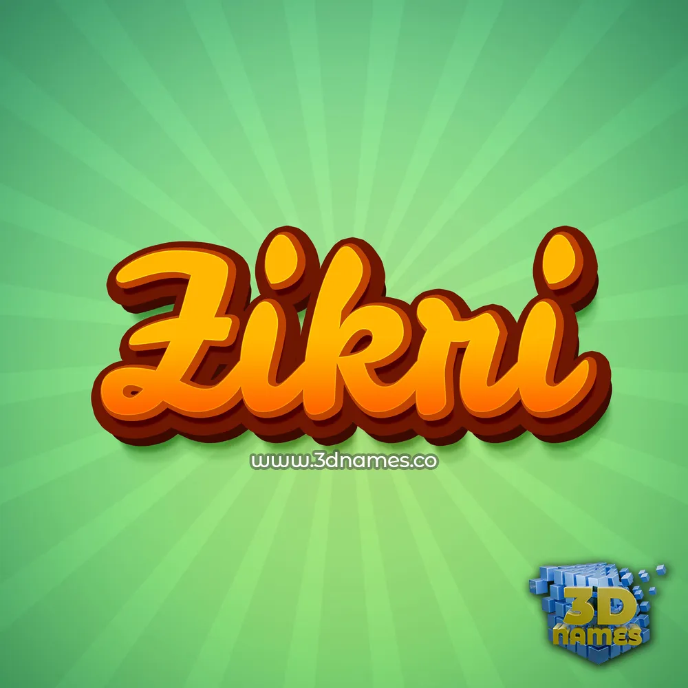 zikri in Green Rays style - 3D name wallpaper