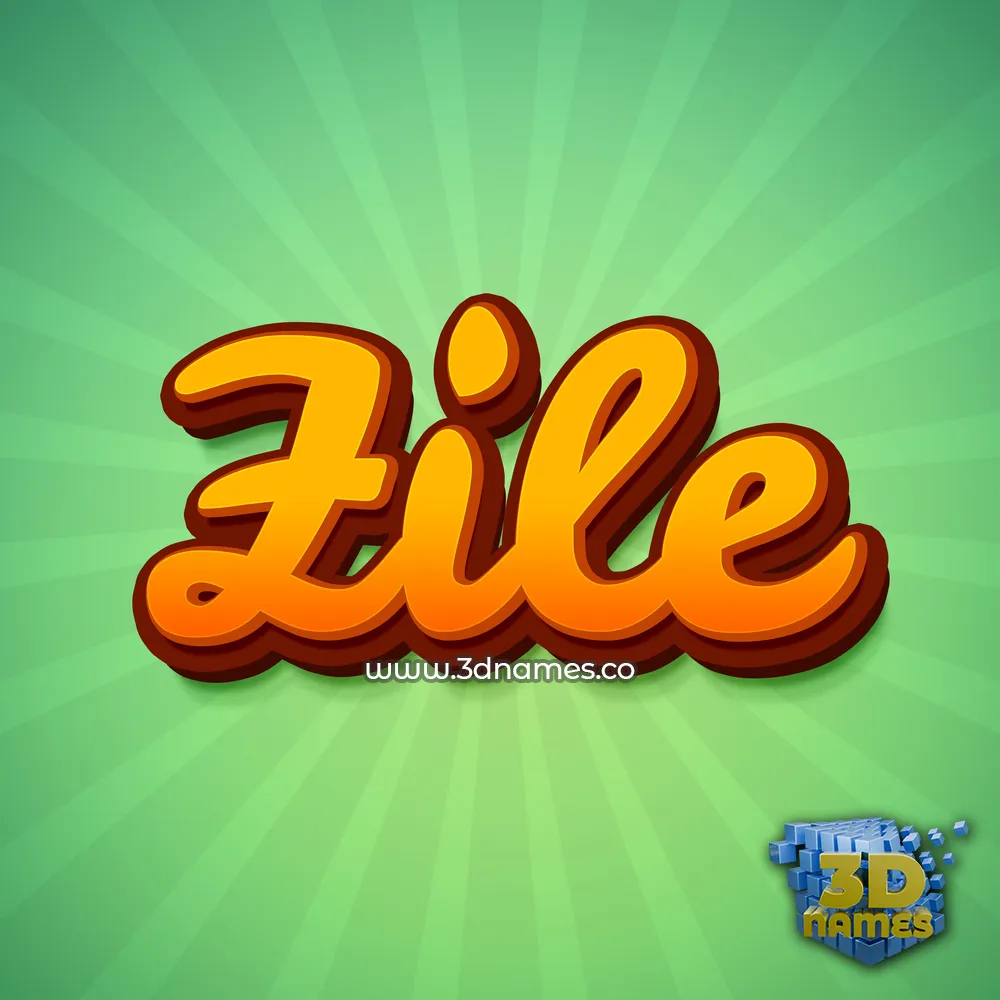 zile in Green Rays style - 3D name wallpaper