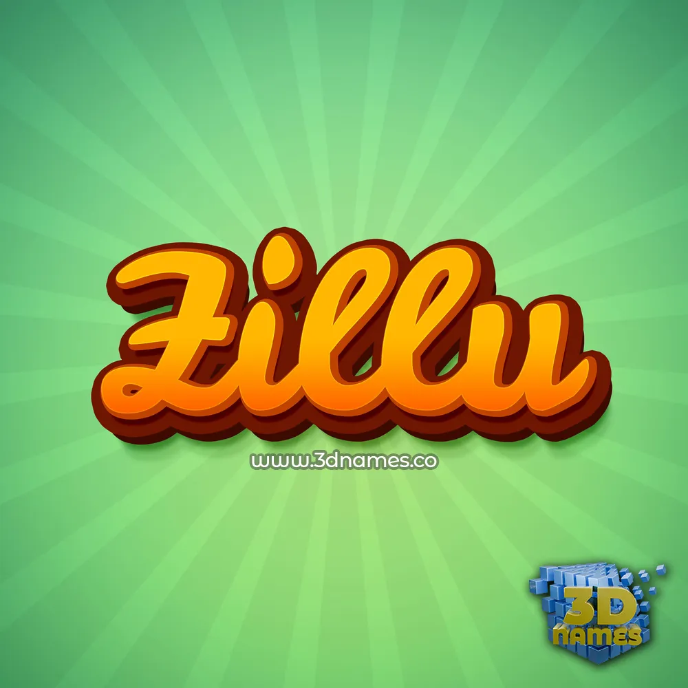 zillu in Green Rays style - 3D name wallpaper
