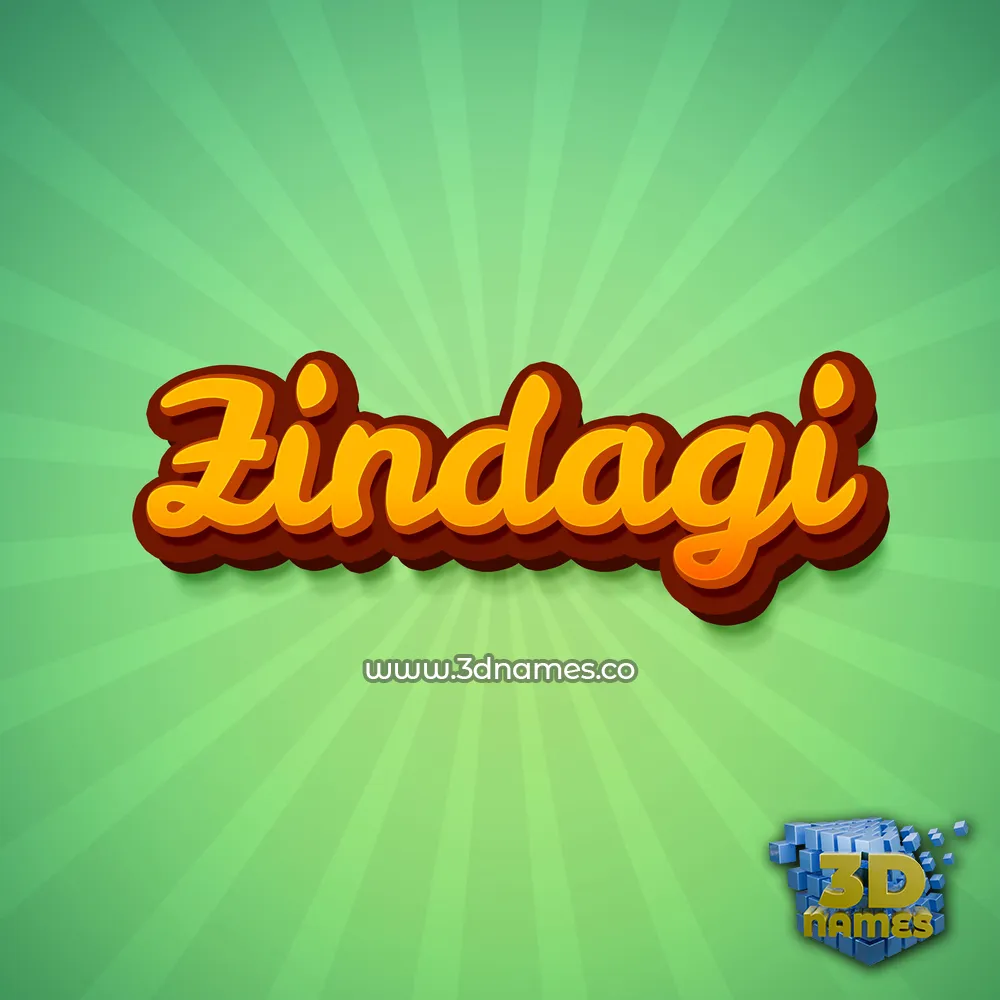 zindagi in Green Rays style - 3D name wallpaper