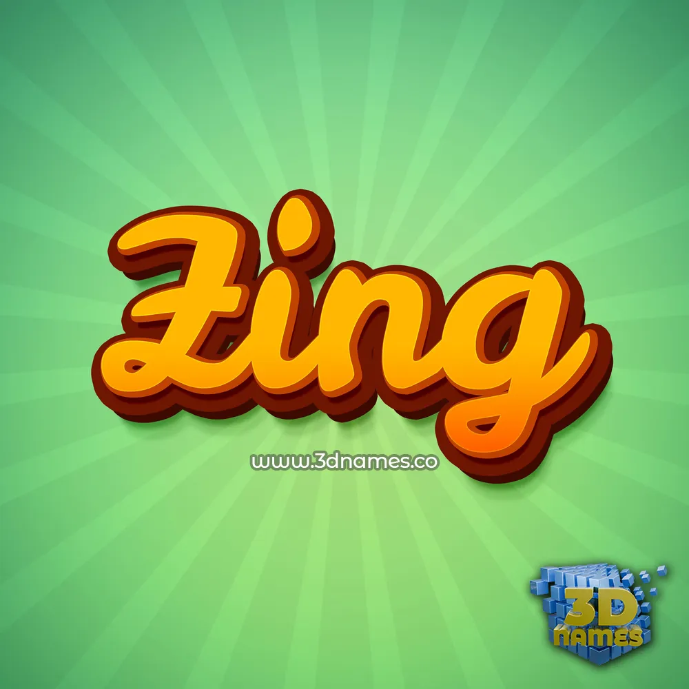 zing in Green Rays style - 3D name wallpaper