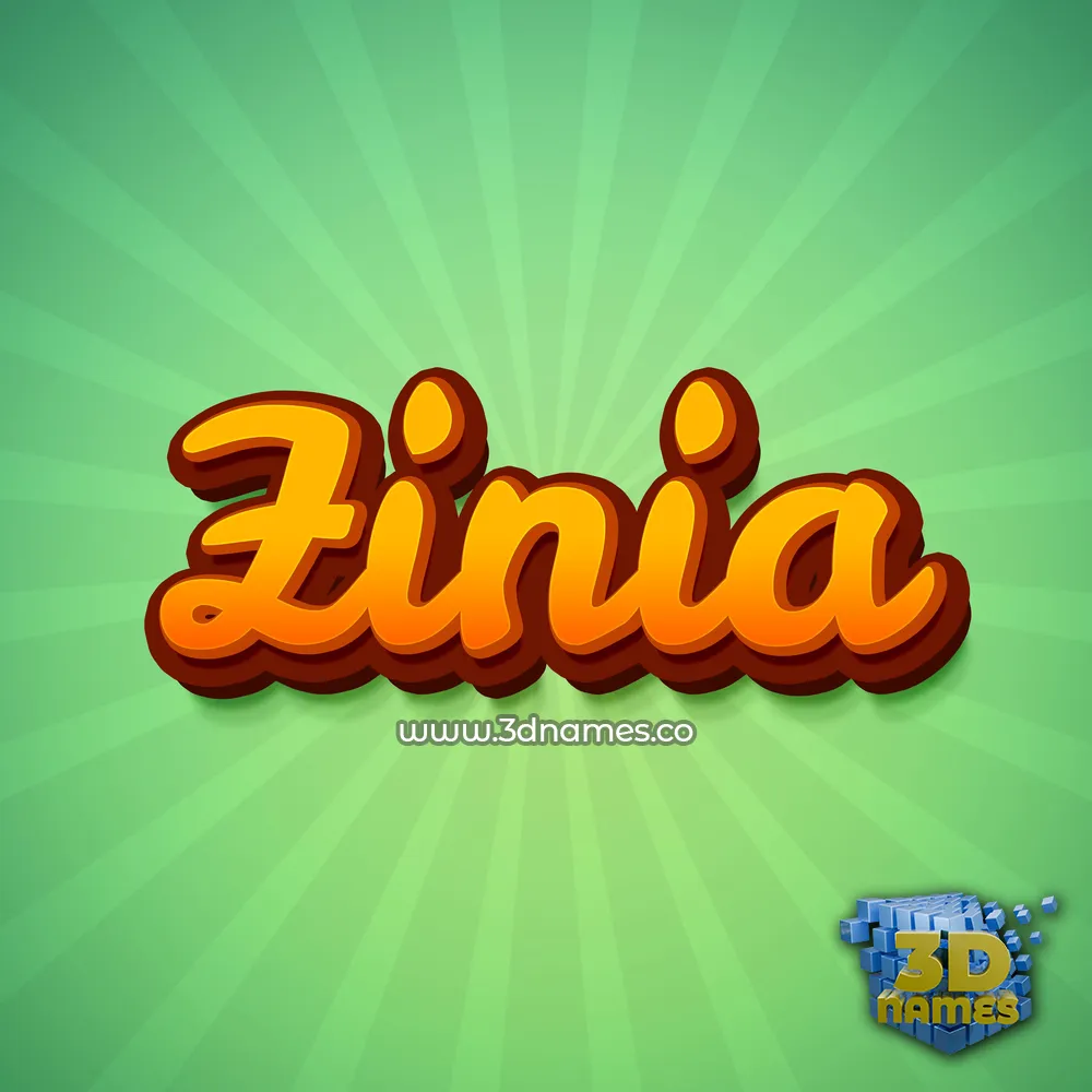 zinia in Green Rays style - 3D name wallpaper