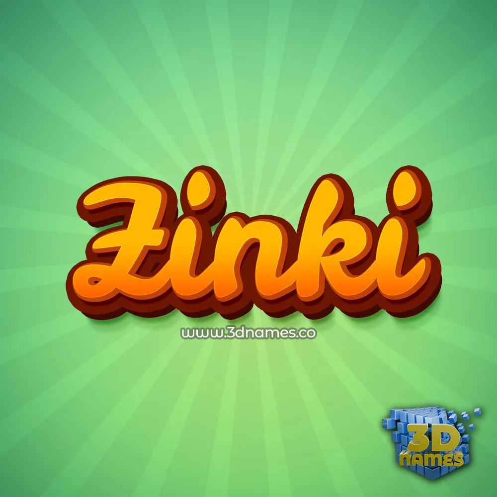 zinki in Green Rays style - 3D name wallpaper