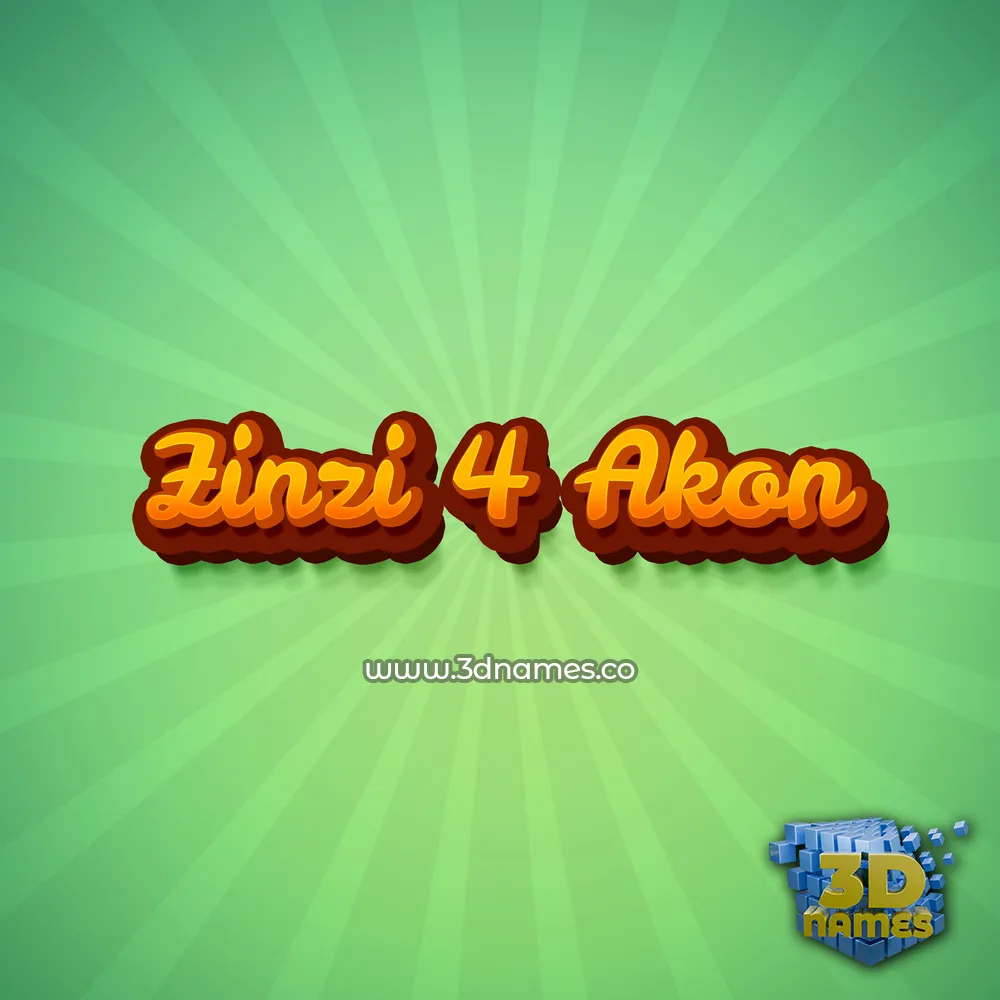 zinzi 4 akon in Green Rays style - 3D name wallpaper