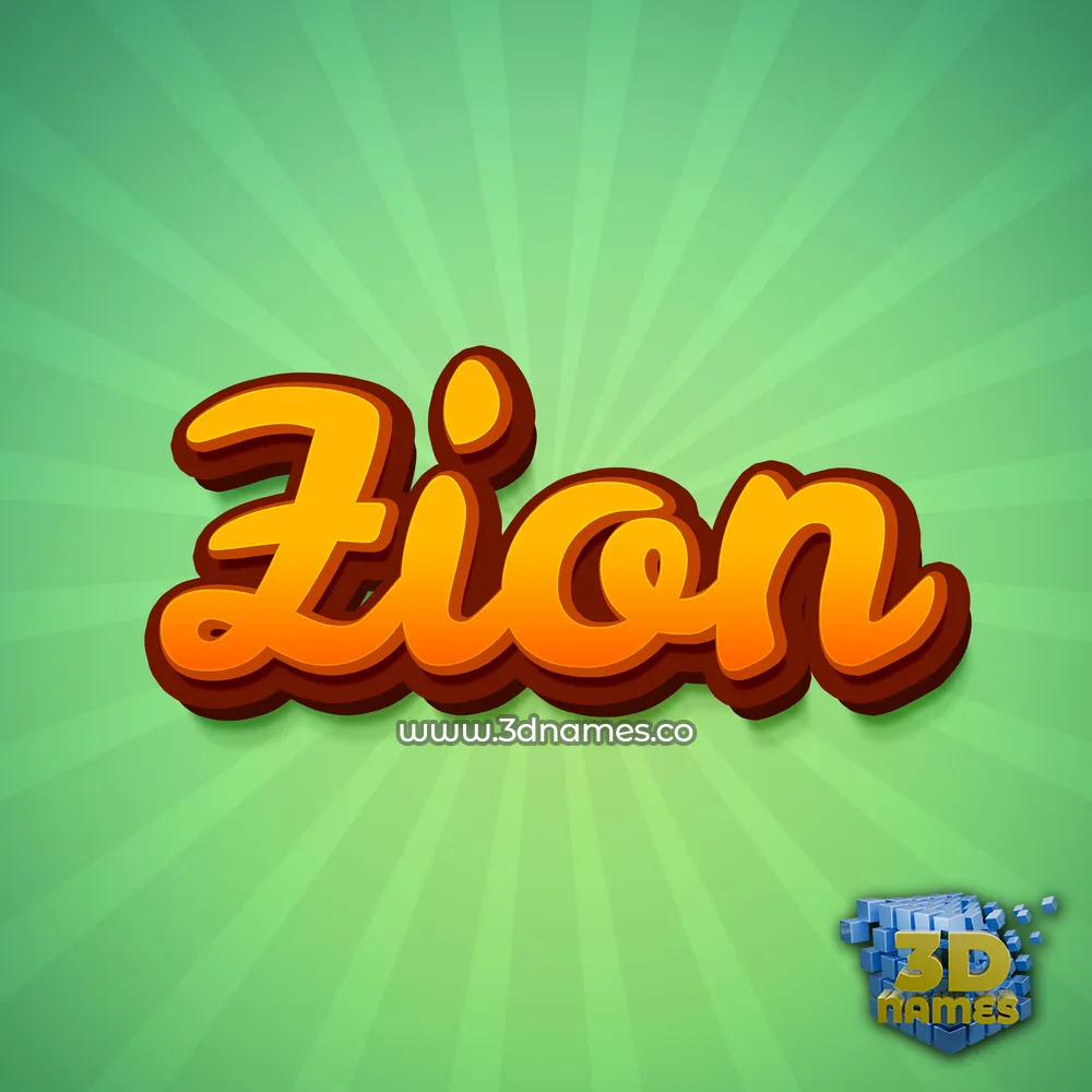 zion in Green Rays style - 3D name wallpaper