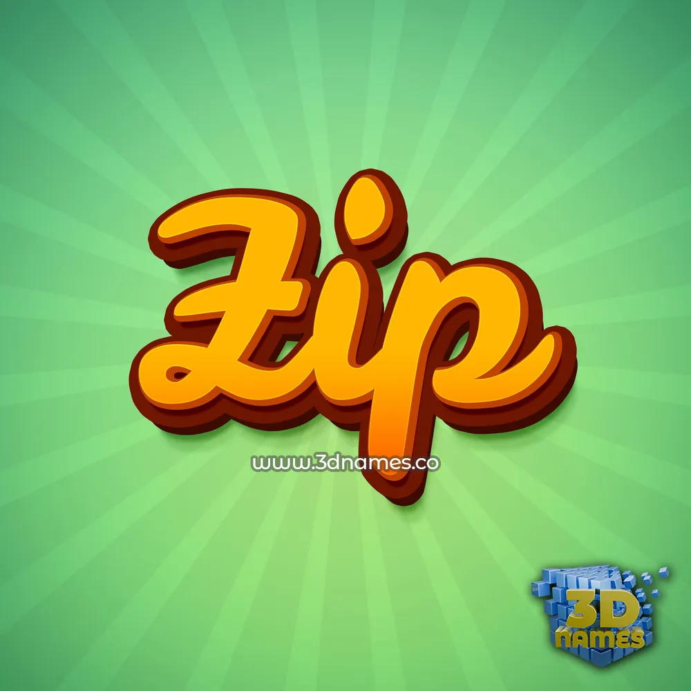 zip in Green Rays style - 3D name wallpaper