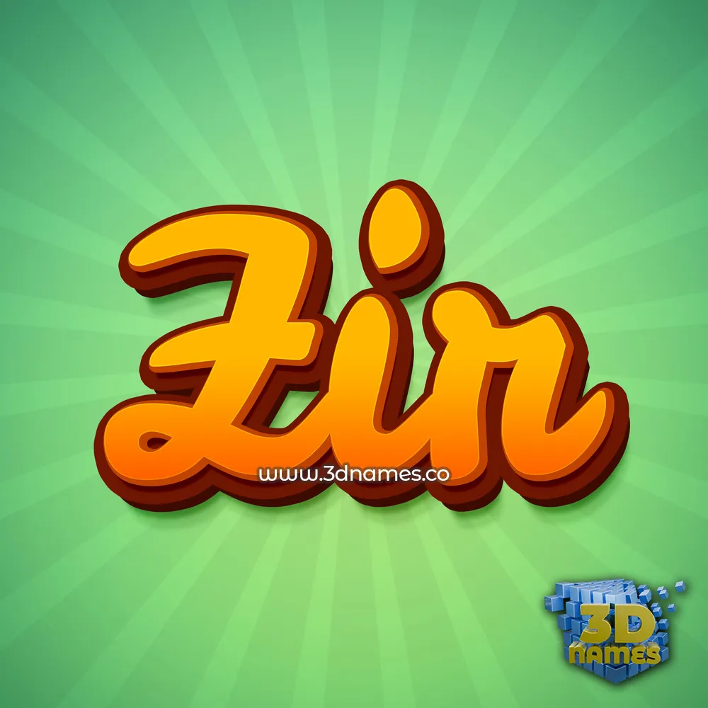 zir in Green Rays style - 3D name wallpaper