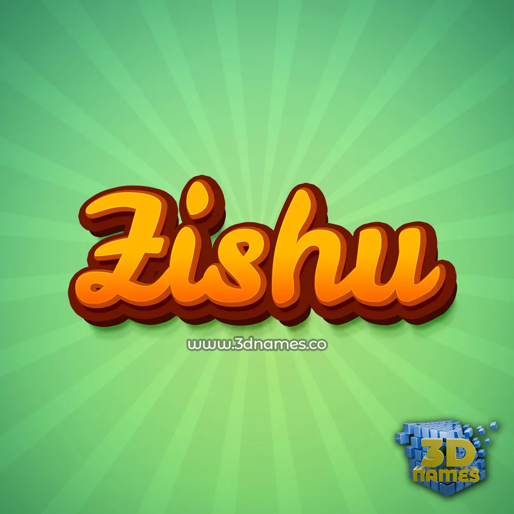 zishu in Green Rays style - 3D name wallpaper