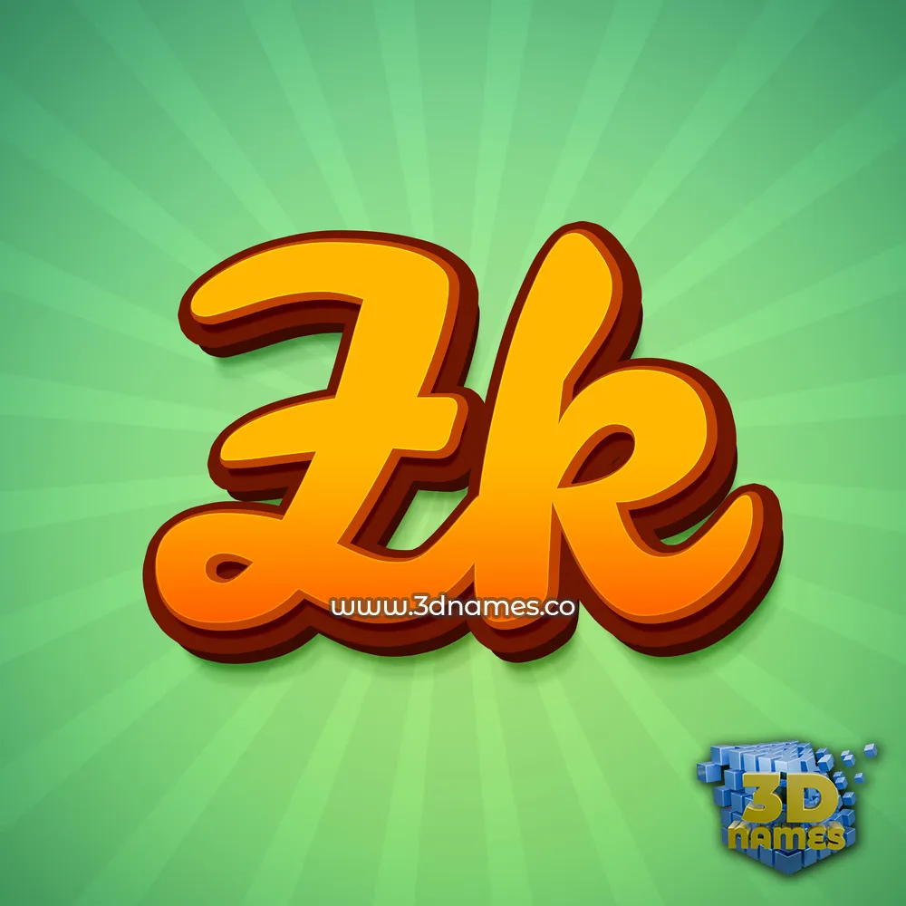 zk in Green Rays style - 3D name wallpaper