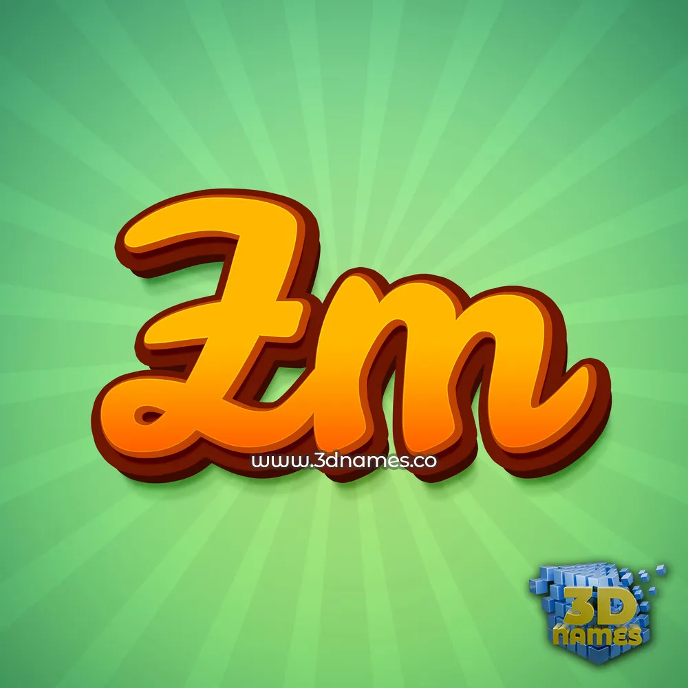 zm in Green Rays style - 3D name wallpaper