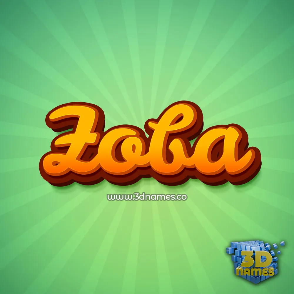 zoba in Green Rays style - 3D name wallpaper
