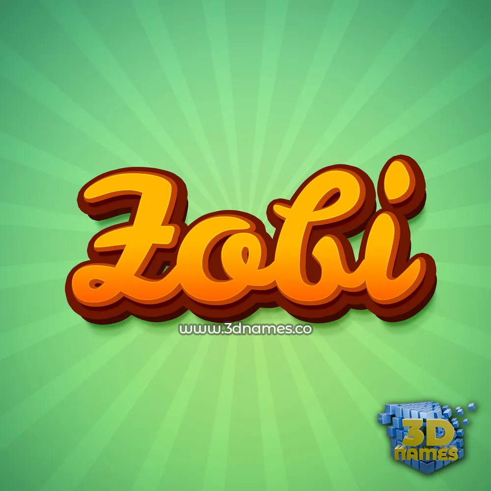 zobi in Green Rays style - 3D name wallpaper