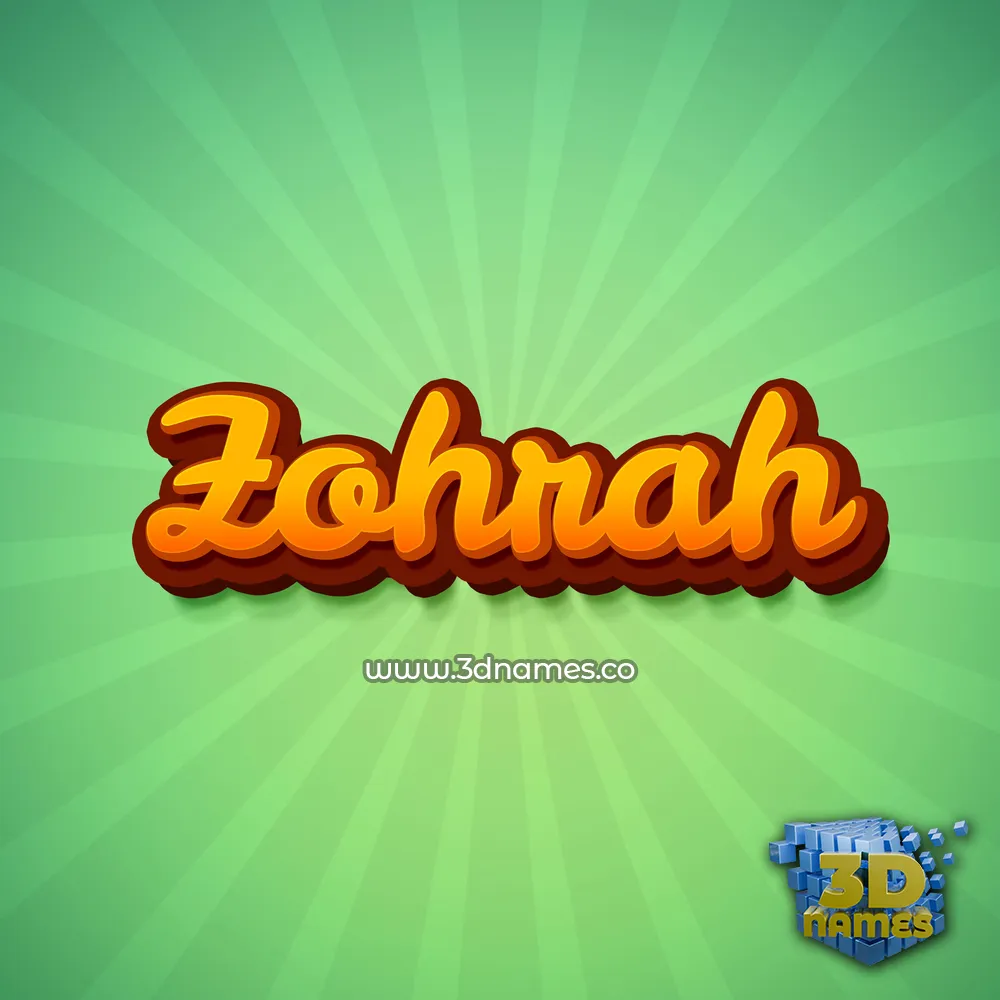 zohrah in Green Rays style - 3D name wallpaper