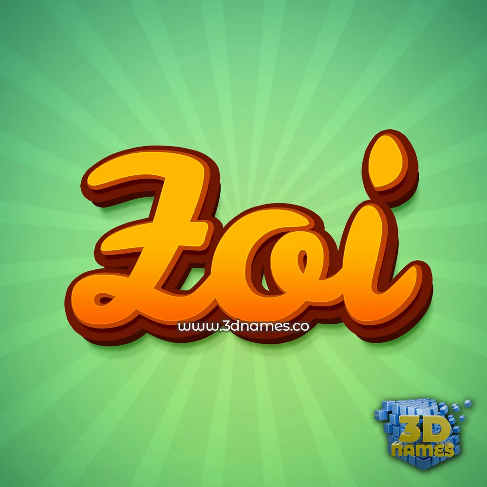 zoi in Green Rays style - 3D name wallpaper