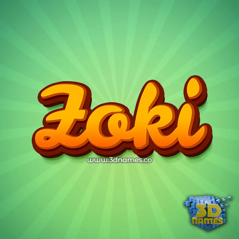 zoki in Green Rays style - 3D name wallpaper