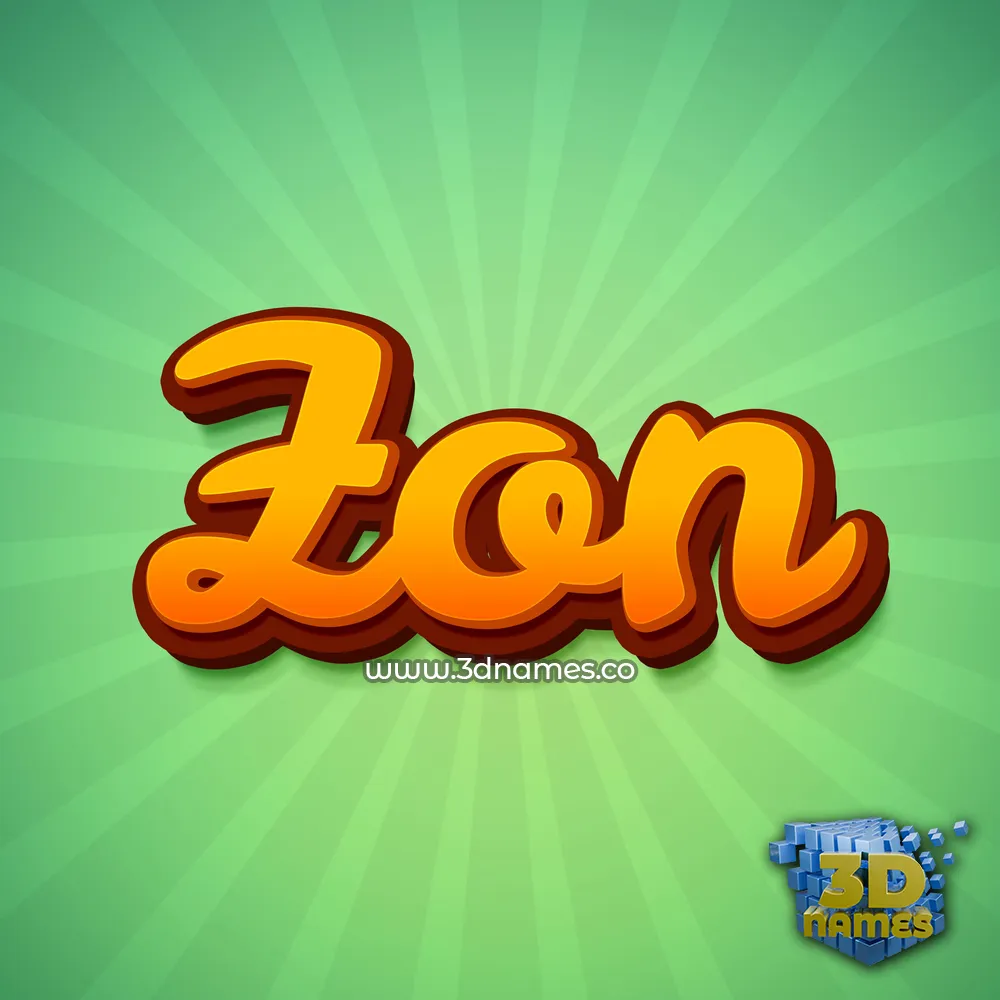 zon in Green Rays style - 3D name wallpaper