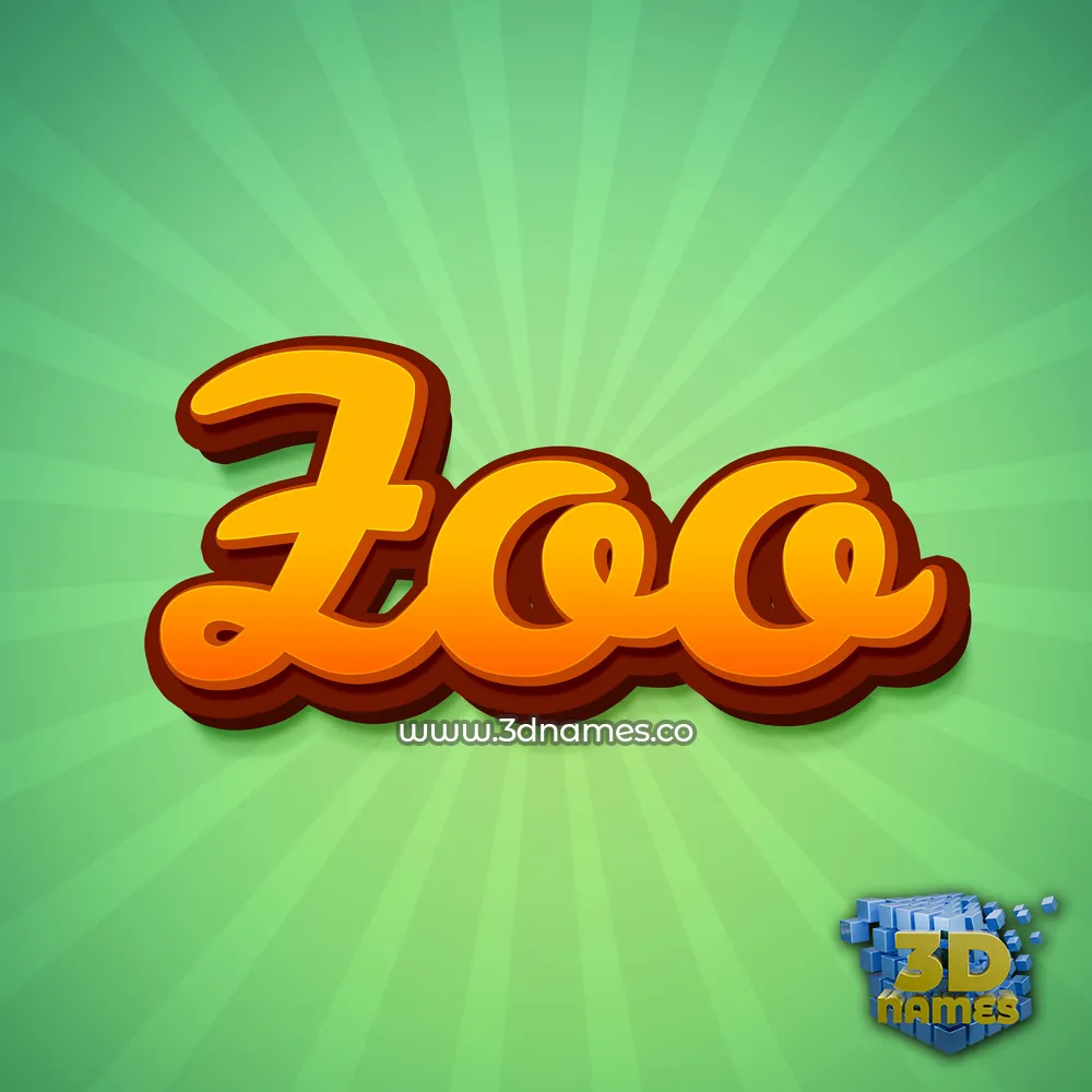 zoo in Green Rays style - 3D name wallpaper