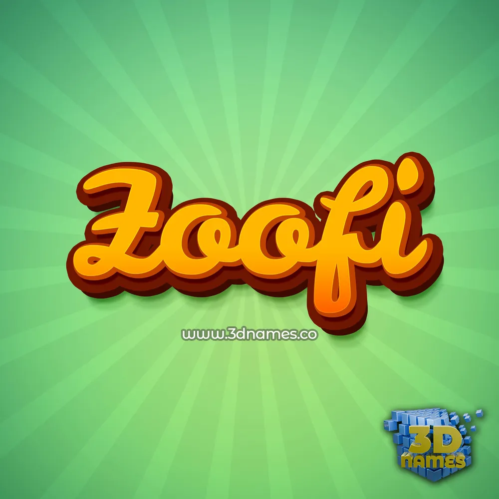 zoofi in Green Rays style - 3D name wallpaper