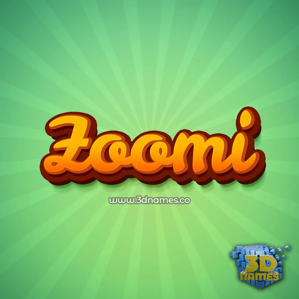 zoomi in Green Rays style - 3D name wallpaper
