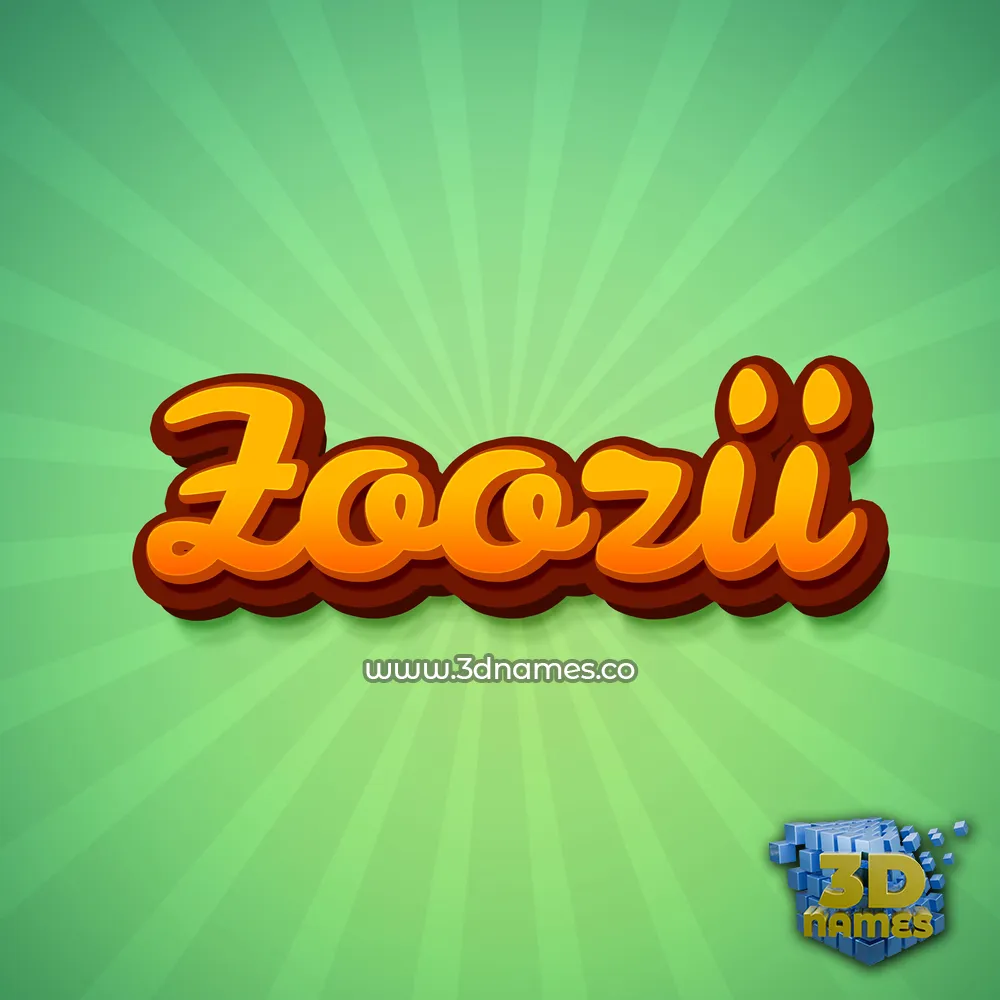 zoozii in Green Rays style - 3D name wallpaper