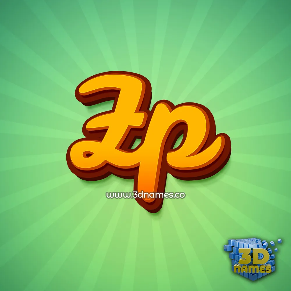 zp in Green Rays style - 3D name wallpaper