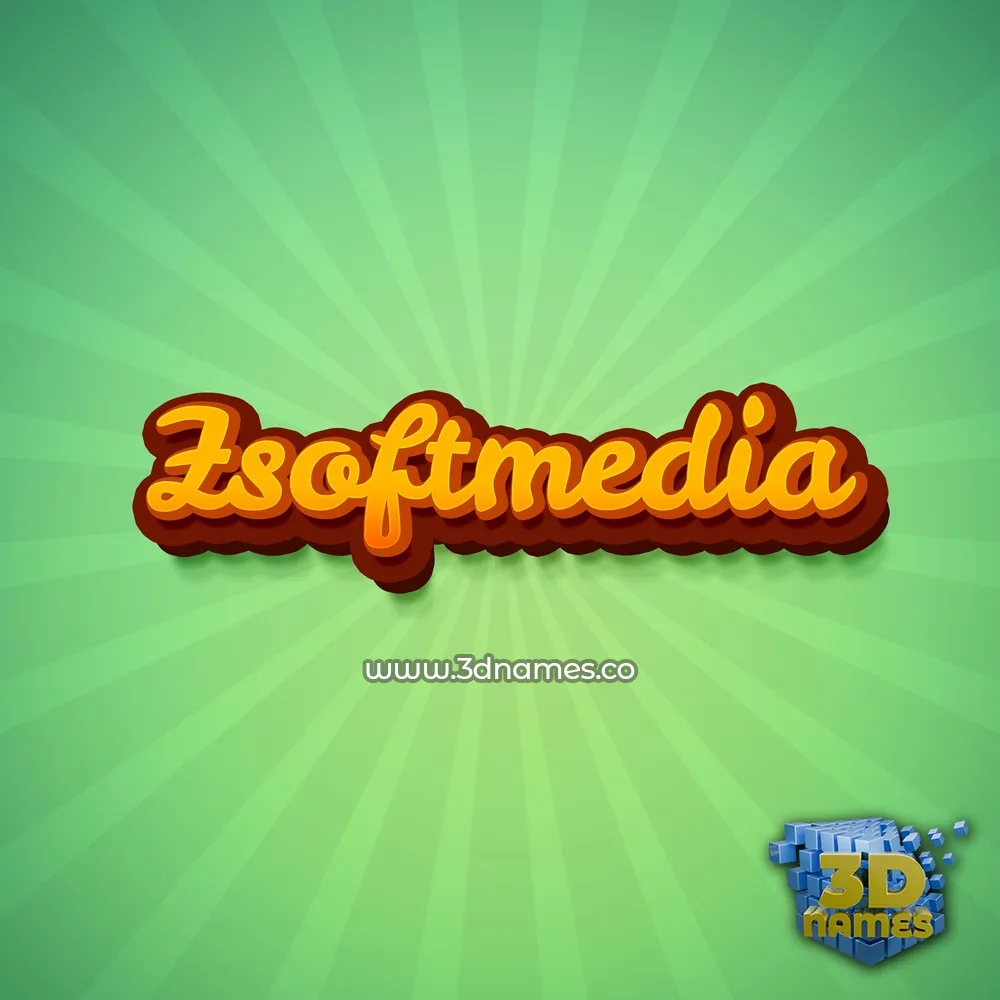 zsoftmedia in Green Rays style - 3D name wallpaper