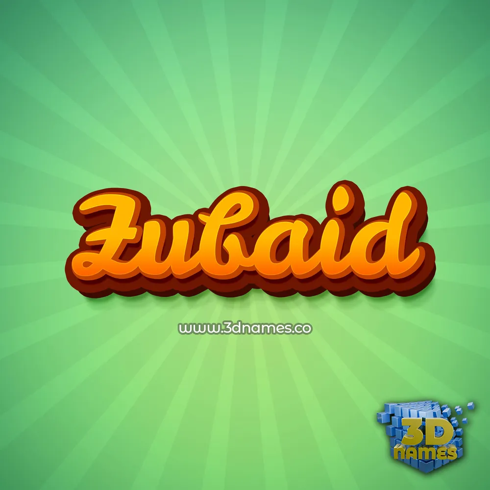 zubaid in Green Rays style - 3D name wallpaper