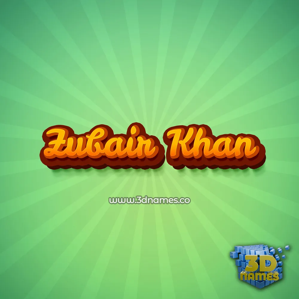 zubair khan in Green Rays style - 3D name wallpaper