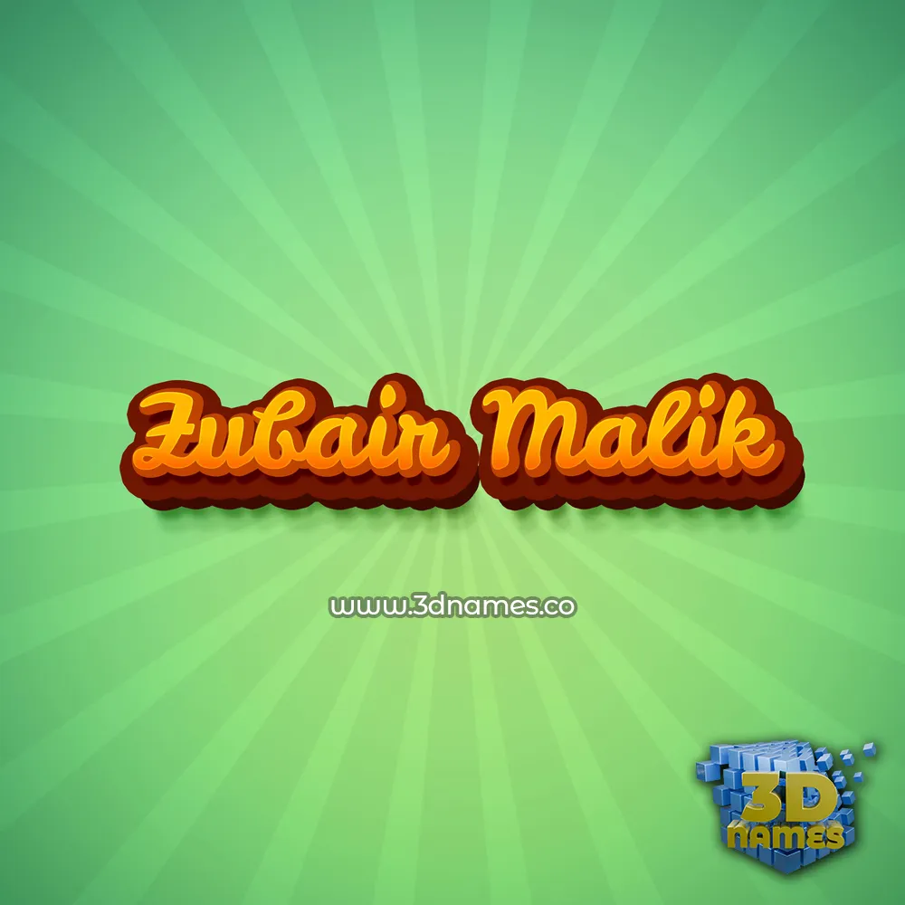 zubair malik in Green Rays style - 3D name wallpaper