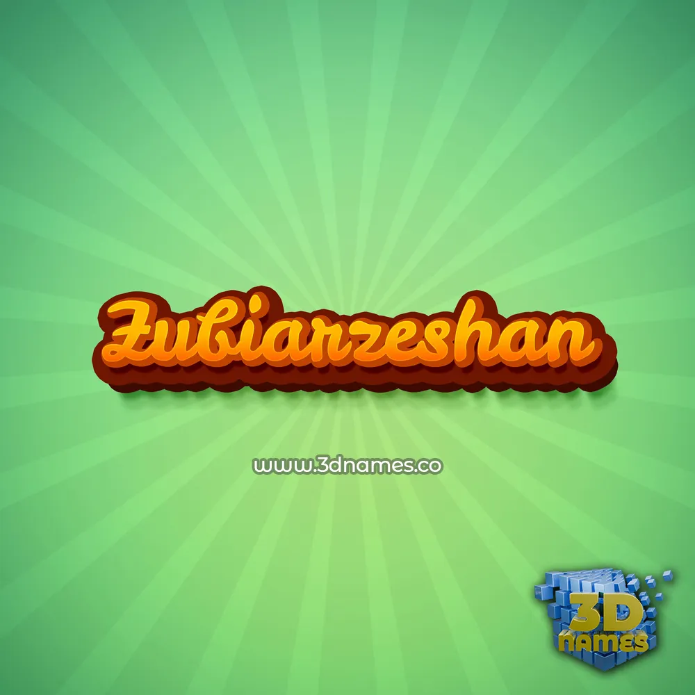 zubiarzeshan in Green Rays style - 3D name wallpaper