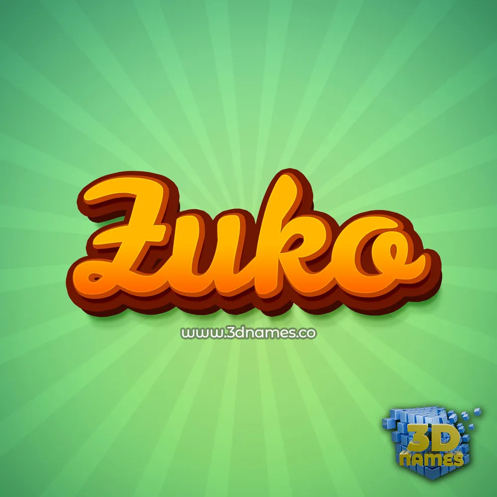 zuko in Green Rays style - 3D name wallpaper