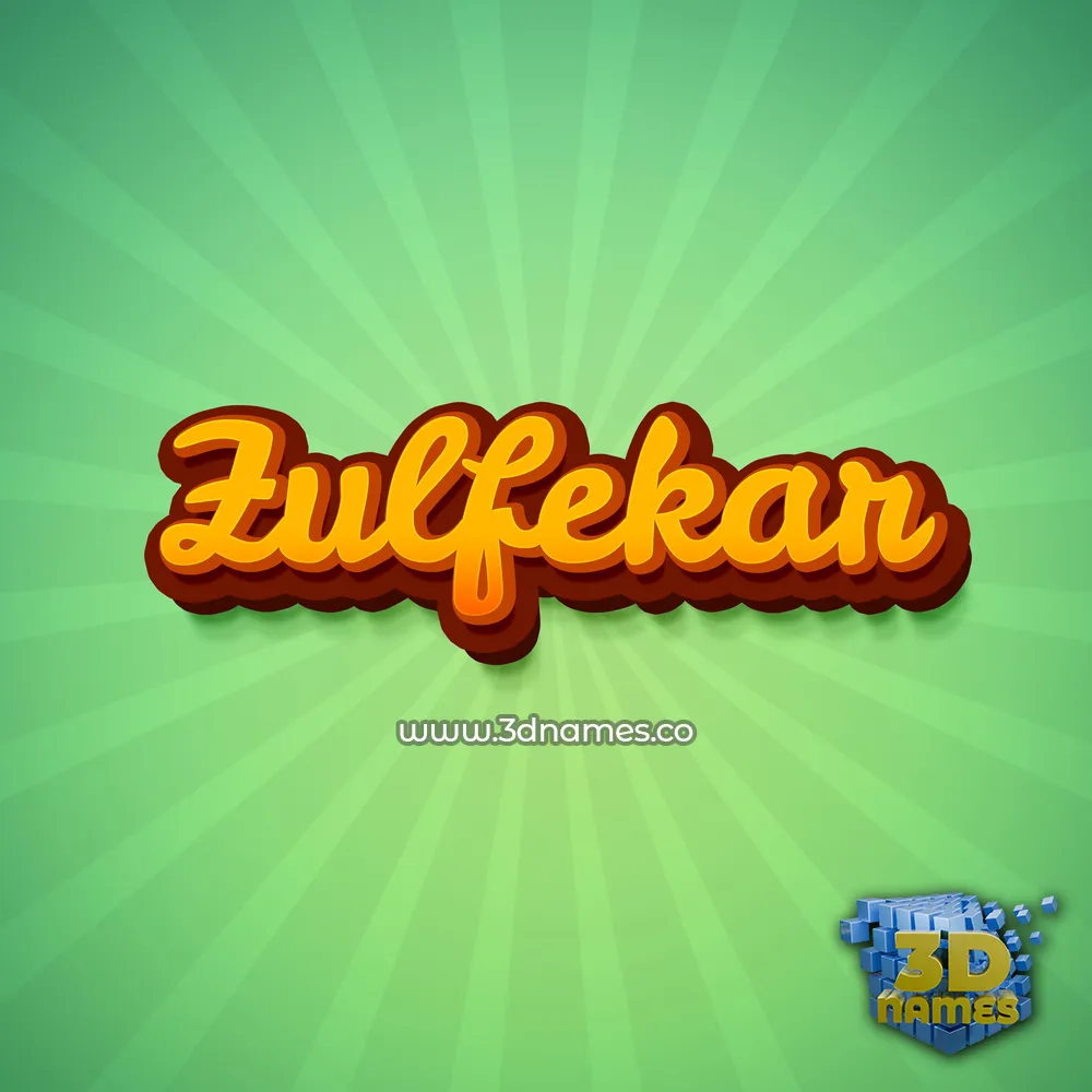 zulfekar in Green Rays style - 3D name wallpaper