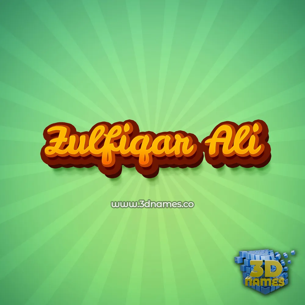 zulfiqar ali in Green Rays style - 3D name wallpaper
