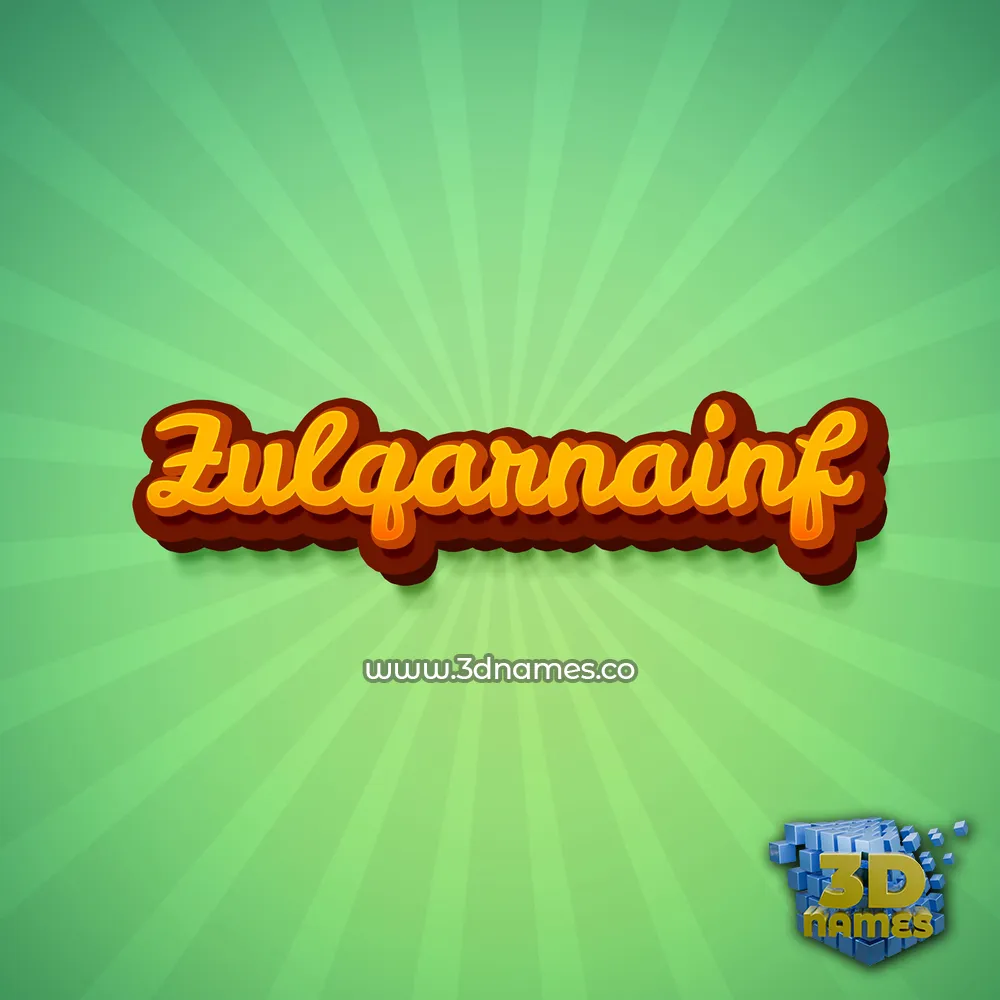 zulqarnainf in Green Rays style - 3D name wallpaper