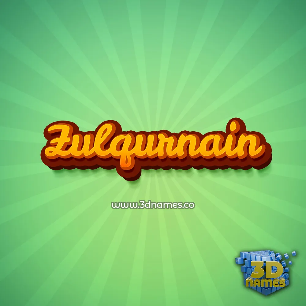 zulqurnain in Green Rays style - 3D name wallpaper