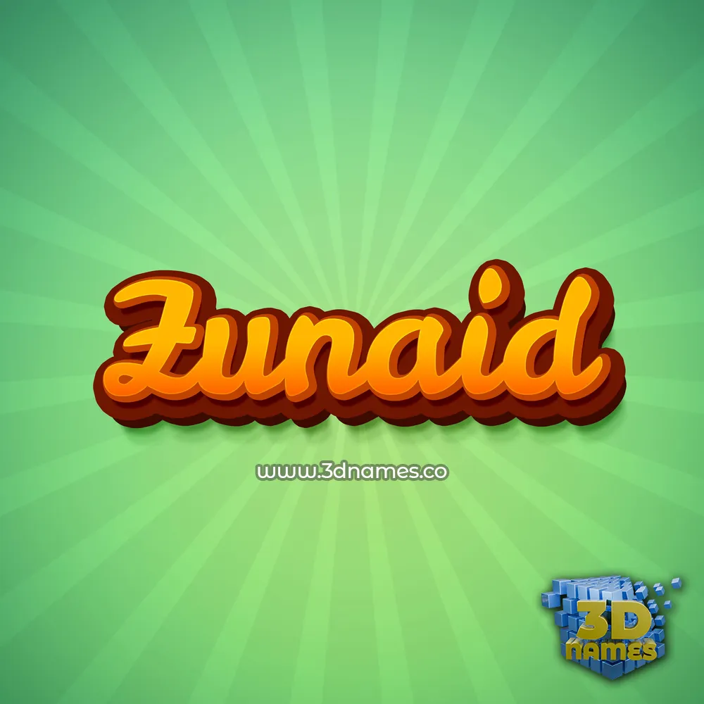zunaid in Green Rays style - 3D name wallpaper