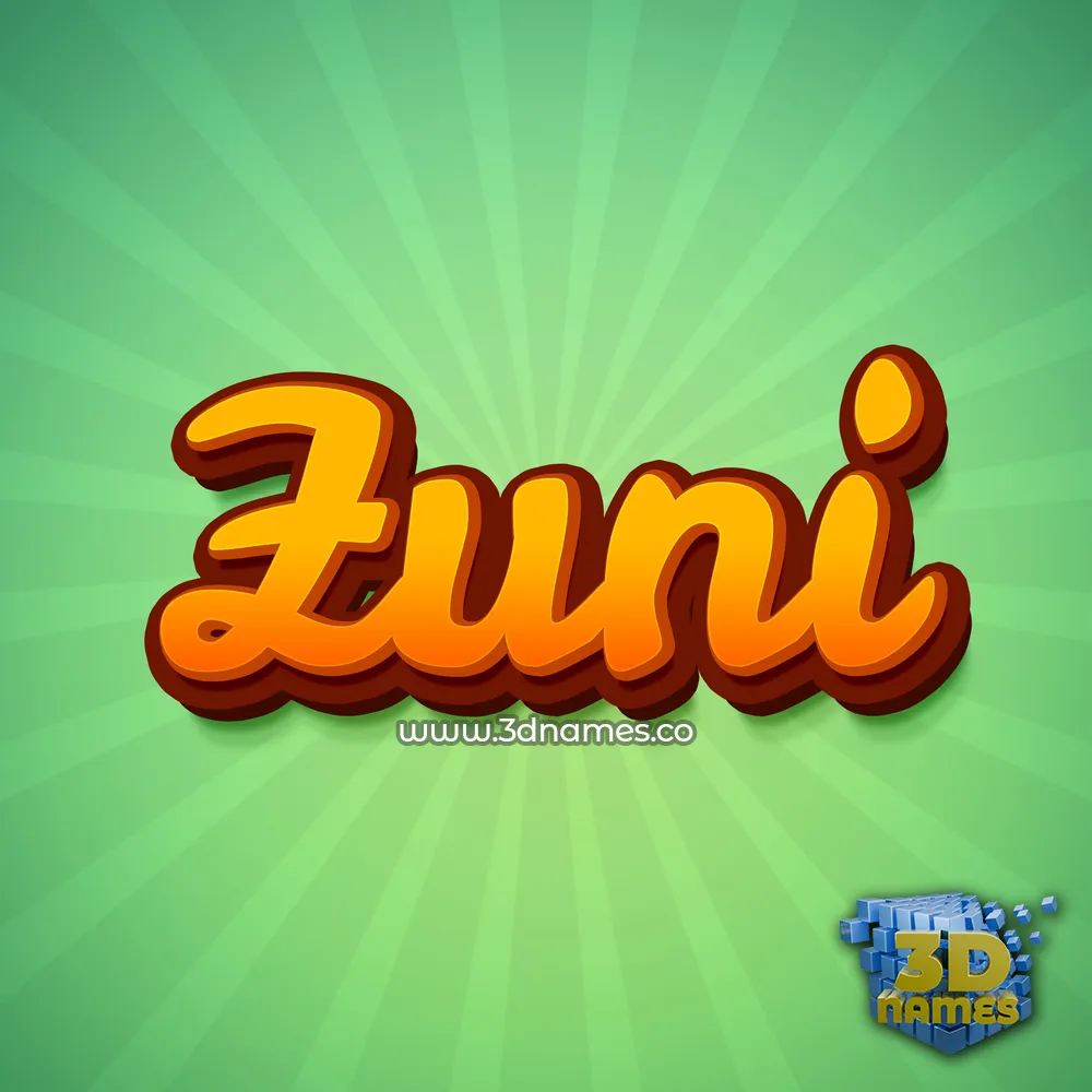zuni in Green Rays style - 3D name wallpaper