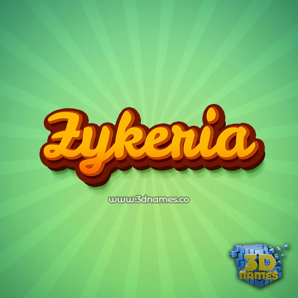 zykeria in Green Rays style - 3D name wallpaper
