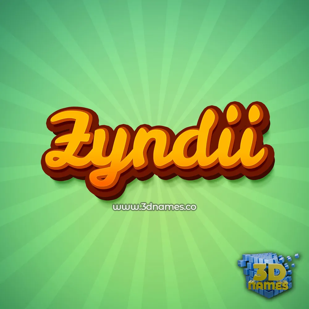 zyndii in Green Rays style - 3D name wallpaper